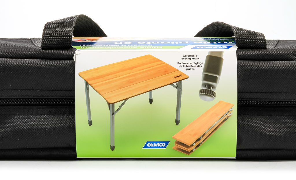 Compact Bamboo Folding Table w/ Aluminum Legs