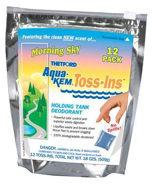 Aqua-Kem RV Toilet Toss-In Fresheners - 12 Per Bag - Morning Sky Scent