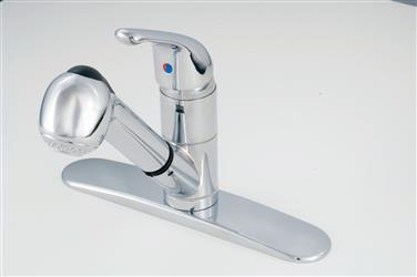 Single Piece 8 Inch Deck Mount Pull-Out Spout